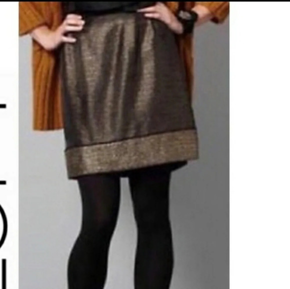 Loft Metallic Gold Black Mesh Overlay Skirt - Picture 2 of 6